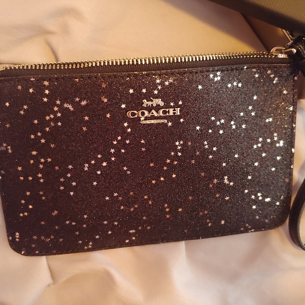 NWT Coach black "The Glitter" sparkly wristlet - Picture 4 of 8